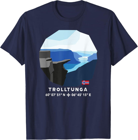 Trolltunga Troll Tongue Rock Norway Cool Hiking Souvenir T-Shirt - T-Shirt | Navy