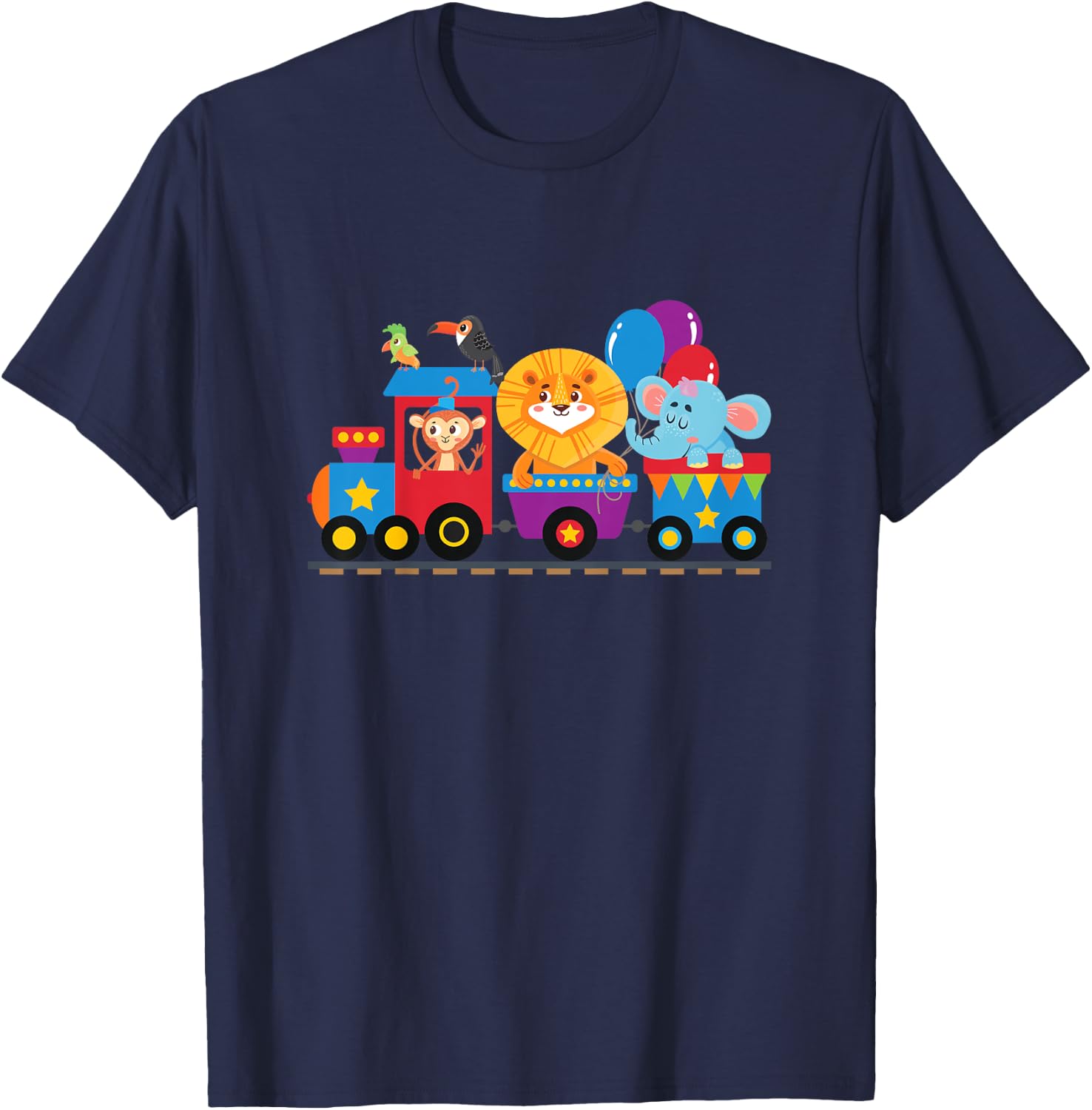 Zoo Animals Birthday Party - Zoo Train T-Shirt - T-Shirt | Navy