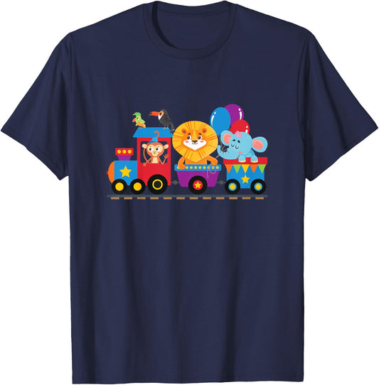 Zoo Animals Birthday Party - Zoo Train T-Shirt - T-Shirt | Navy
