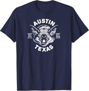 AUSTIN BAT - Bat City Texas TX / Est Established 1839 Design T-Shirt - T-Shirt | Navy