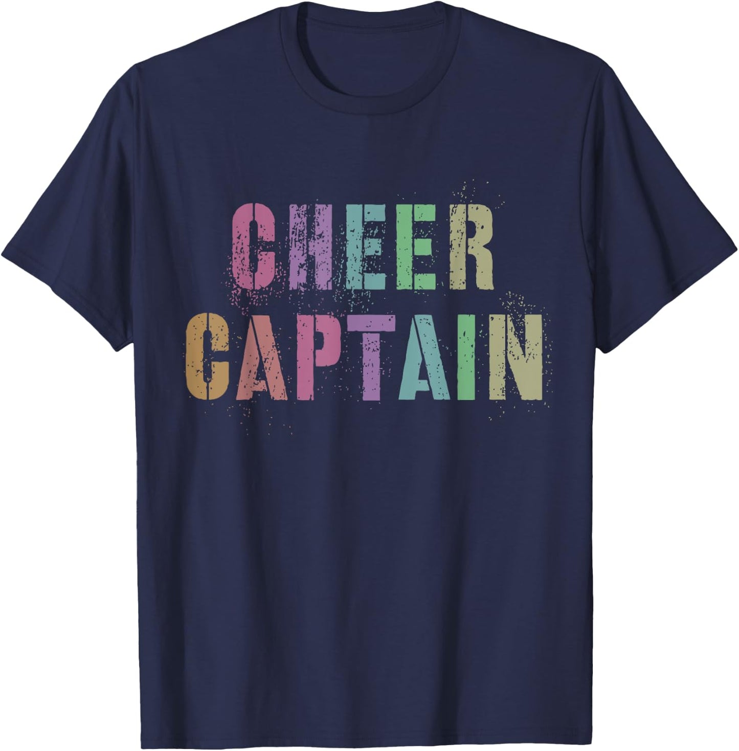 Vintage CHEER CAPTAIN Cheerleading Team Cheerleader Squad T-Shirt - T-Shirt | Navy