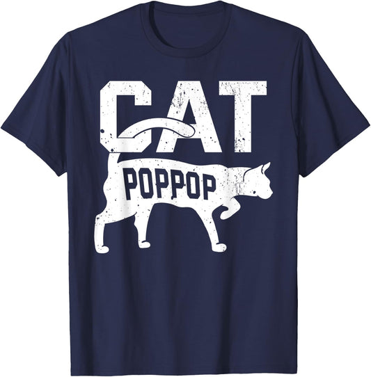 Cat Poppop Kitten Pet Owner Meow Father's Day Men Women Kids T-Shirt - T-Shirt | Navy