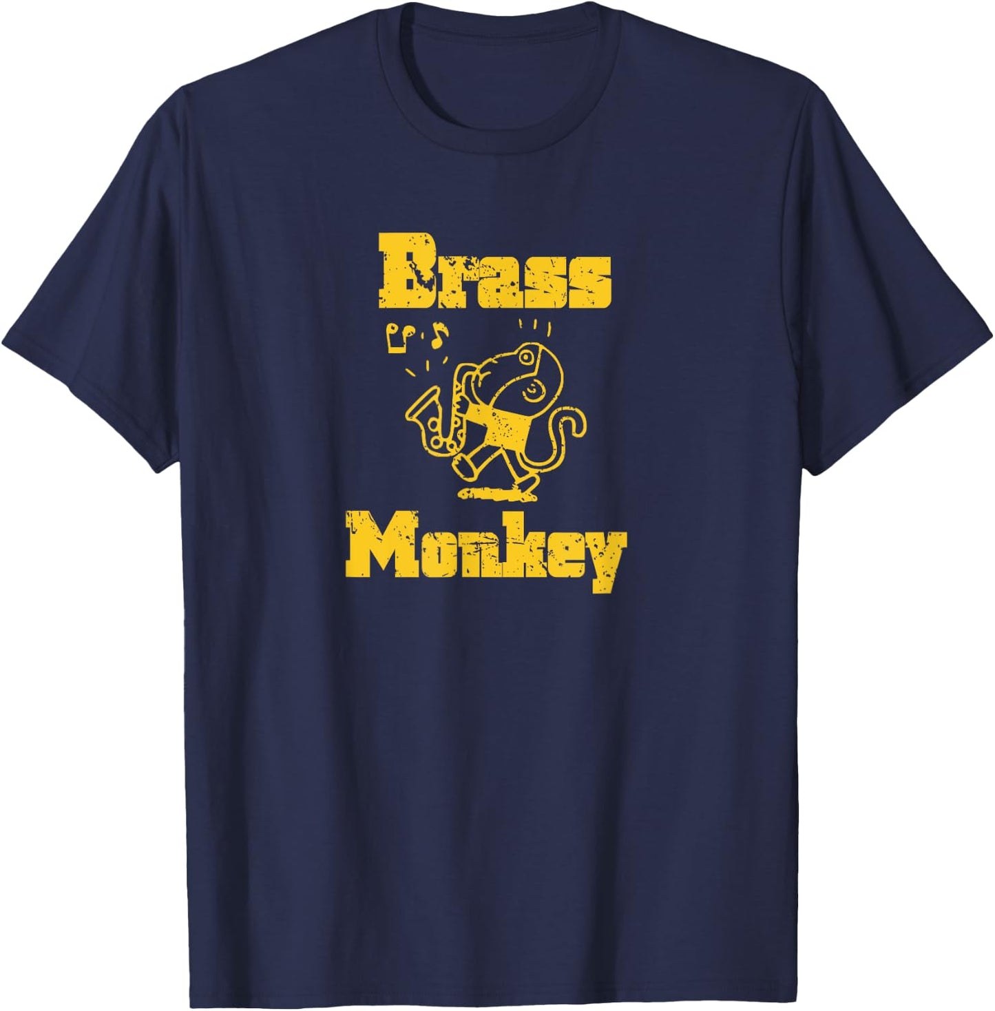 Monkey Playing Musical Instrument Brass Monkey Hip Hop Tops T-Shirt - T-Shirt | Navy