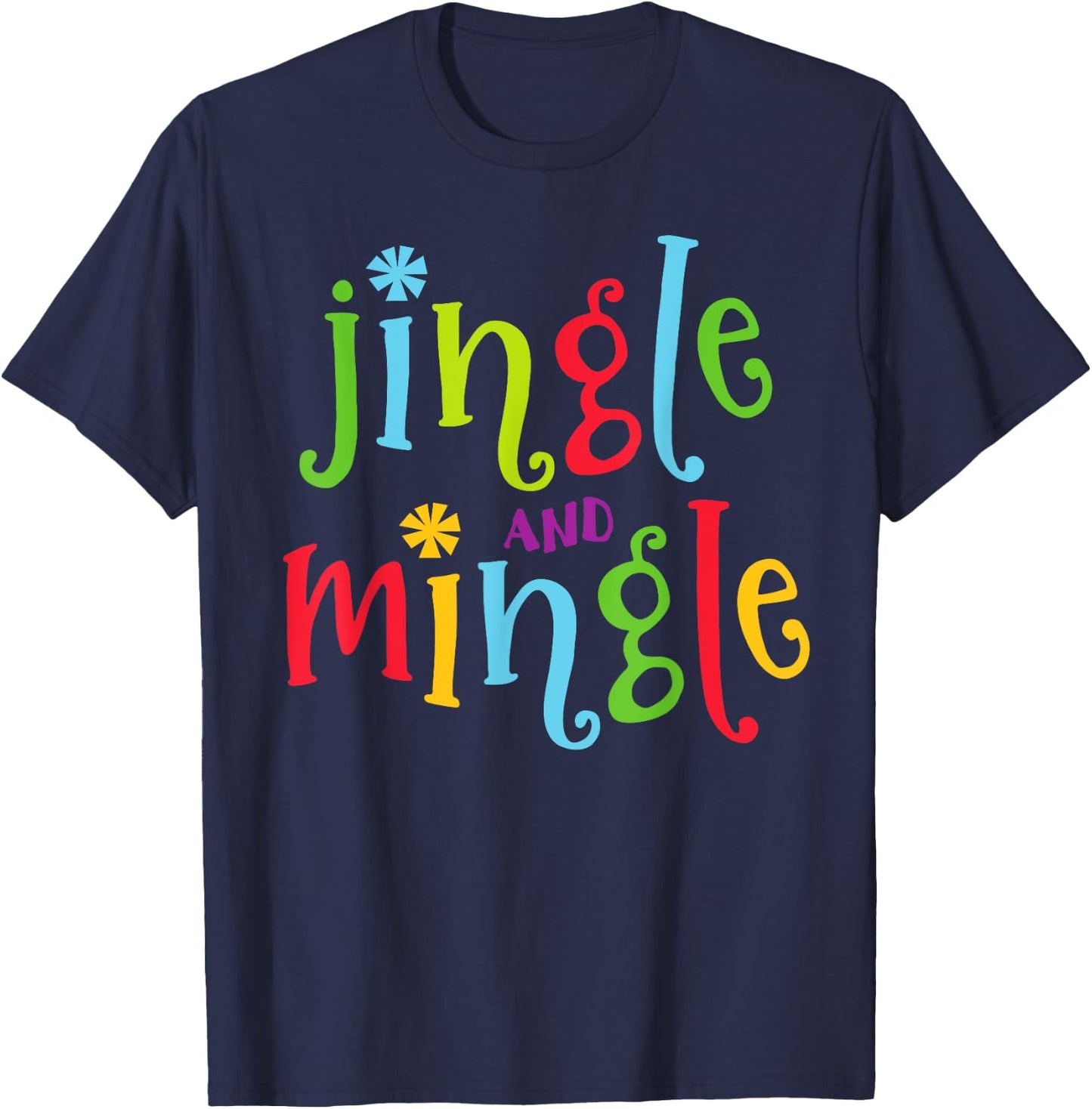 Jingle and Mingle. Christmas Tree Santa T-Shirt - T-Shirt | Navy