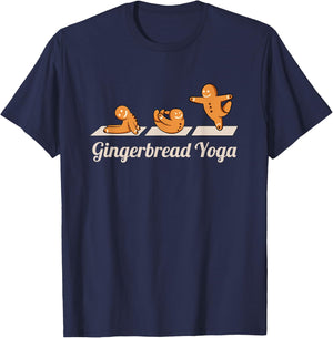 Gingerbread Man Yoga Funny Cute Fitness Christmas T-Shirt - T-Shirt | Navy
