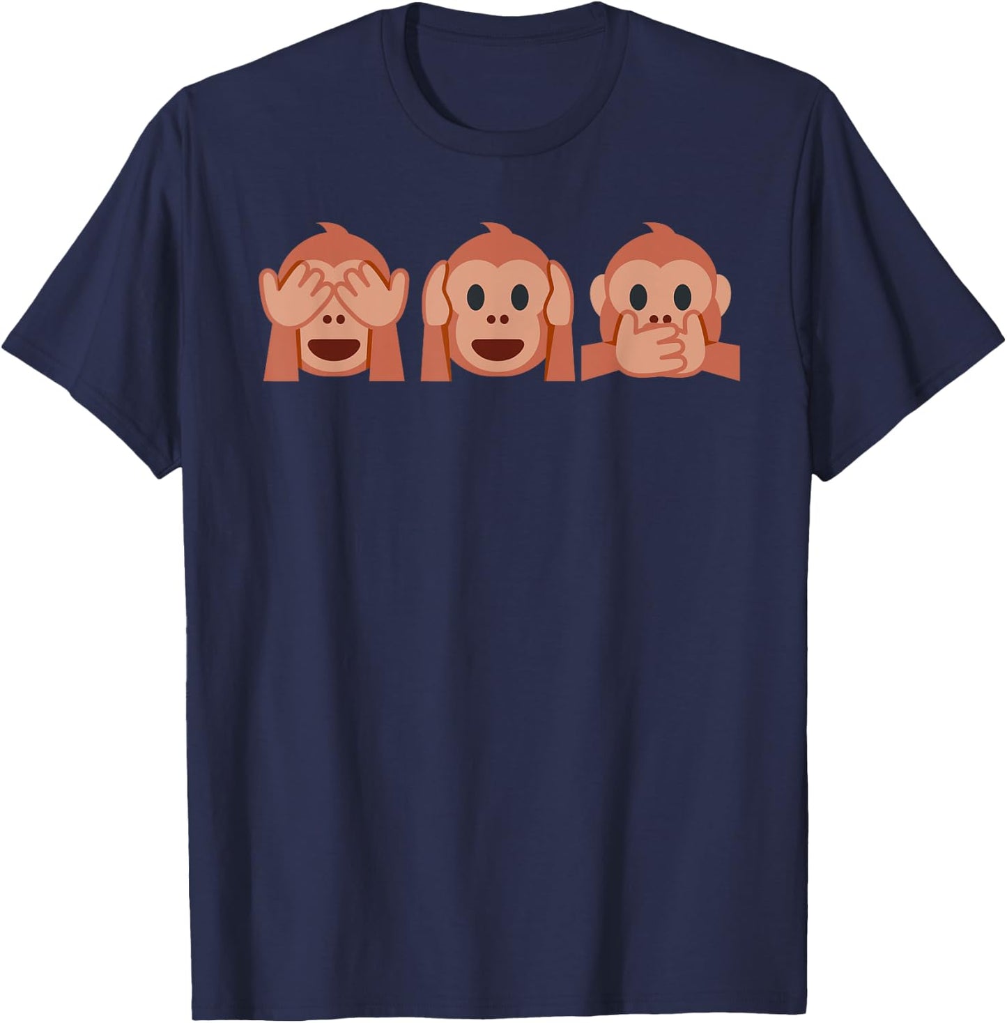 three monkeys Emoticon see hear speak no Evil Emoticon T-Shirt - T-Shirt | Navy
