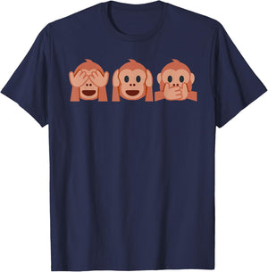 three monkeys Emoticon see hear speak no Evil Emoticon T-Shirt - T-Shirt | Navy