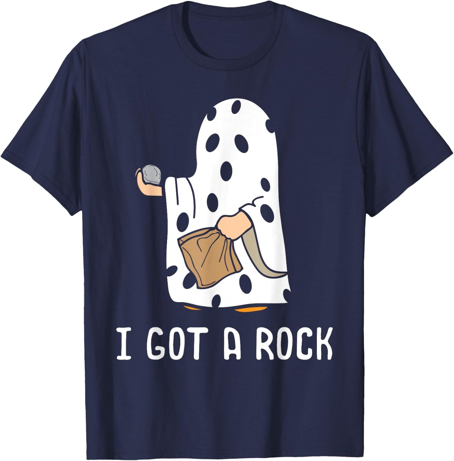 I Got A Rock Funny Halloween Trick Or Treating Ghost T-Shirt - T-Shirt | Navy