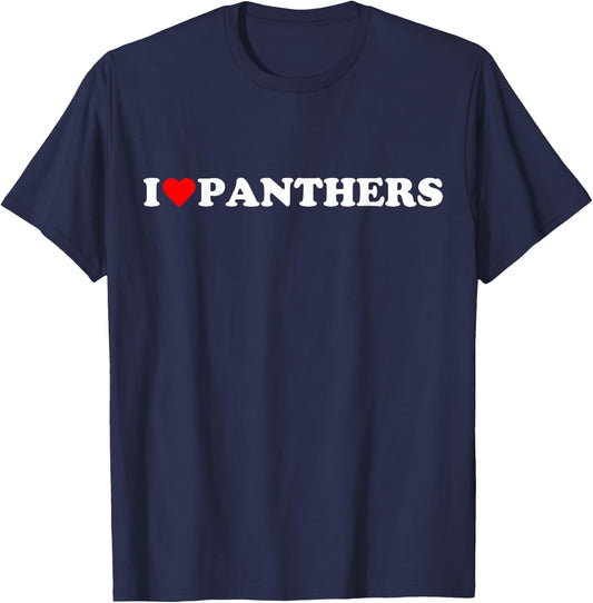 I heart Panthers I love Panthers red heart Panther lover T-Shirt - T-Shirt | Navy