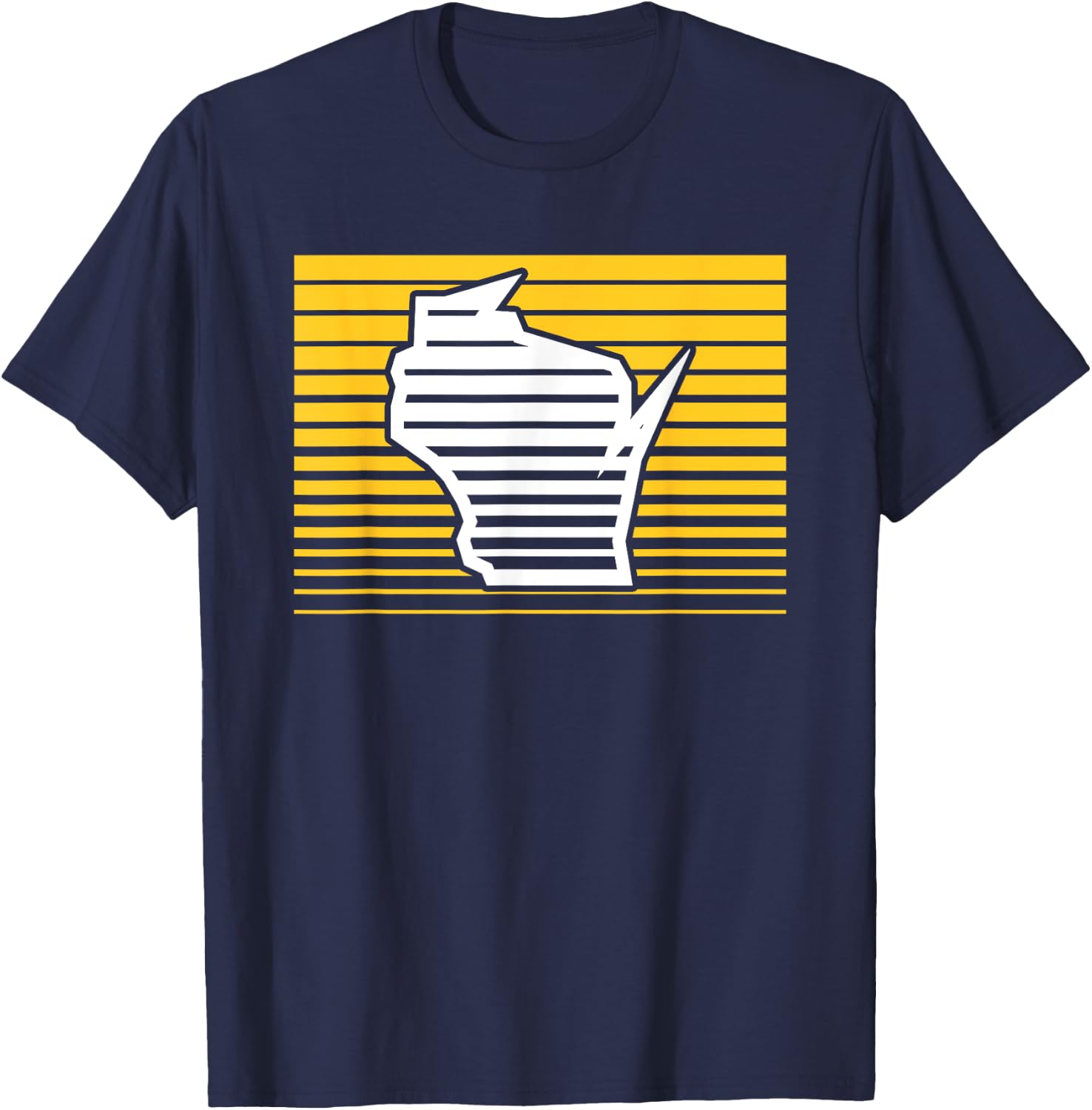 Milwaukee Wisconsin Retro Gradient Stripes T-Shirt - T-Shirt | Navy