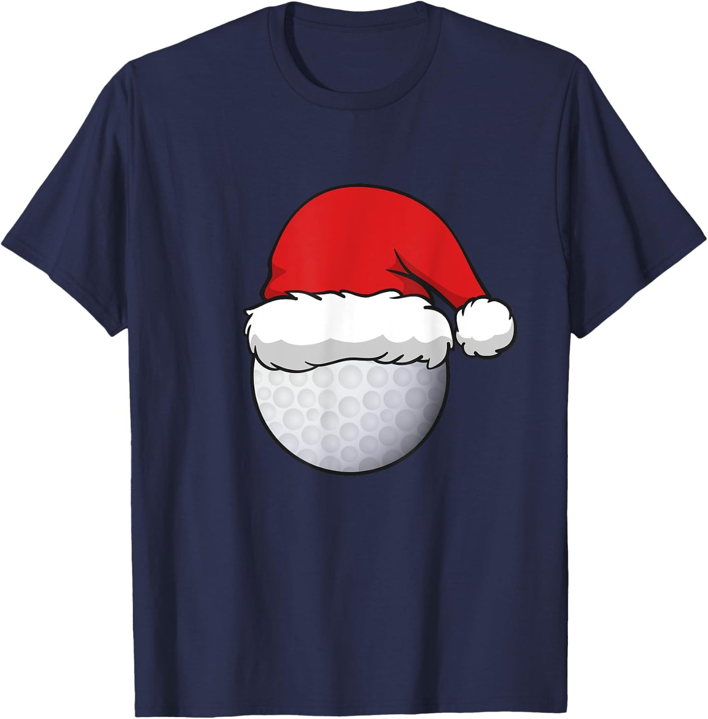 Holiday Golf Ball With Santa Hat Funny Golfing Christmas T-Shirt - T-Shirt | Navy
