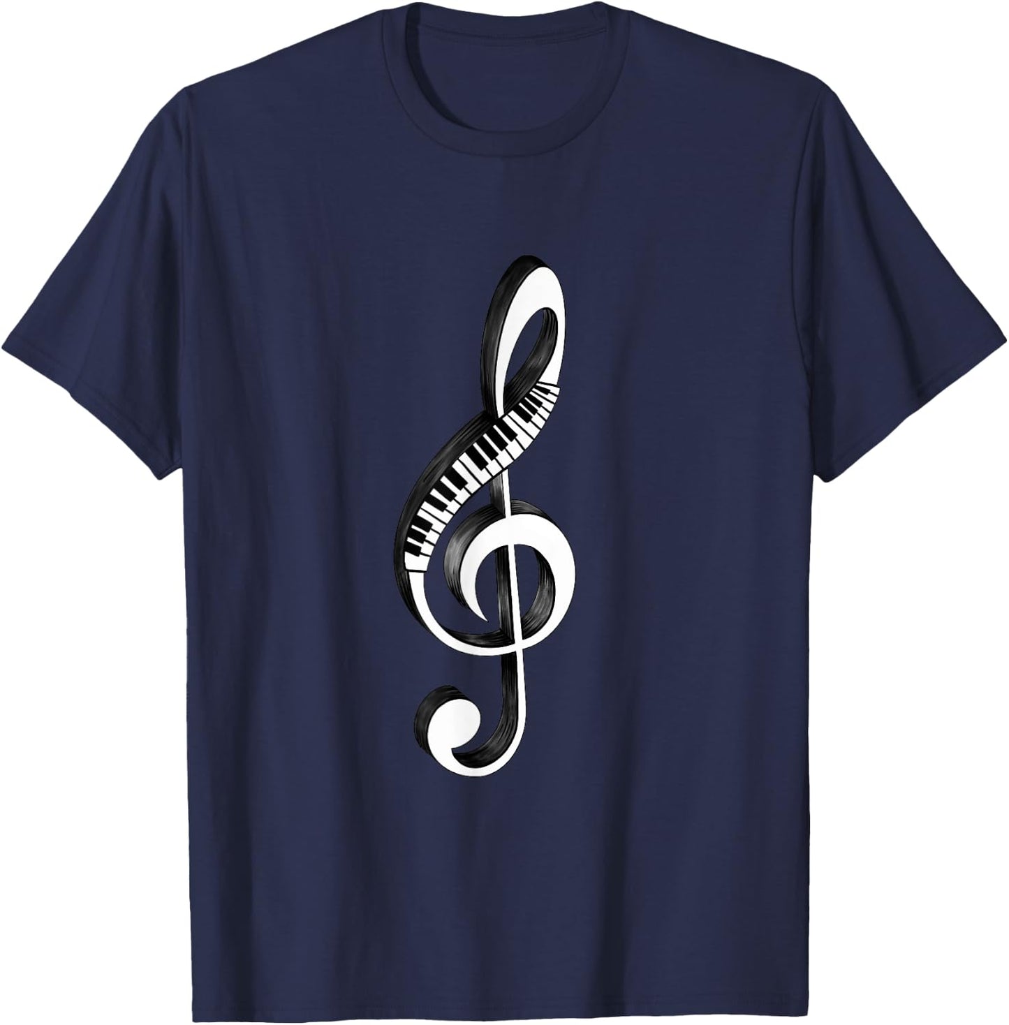 Cool Piano Art Men Women Musical Notes Piano Player Treble T-Shirt - T-Shirt | Navy