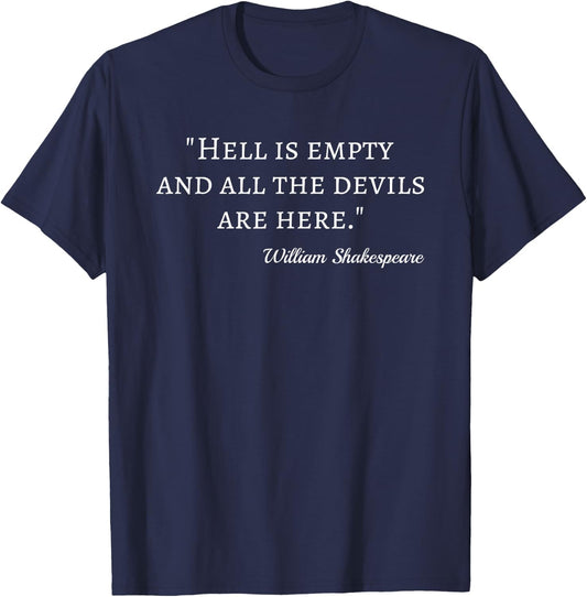 The Devils Are Here Phrase Bookworm William Shakespeare T-Shirt - T-Shirt | Navy
