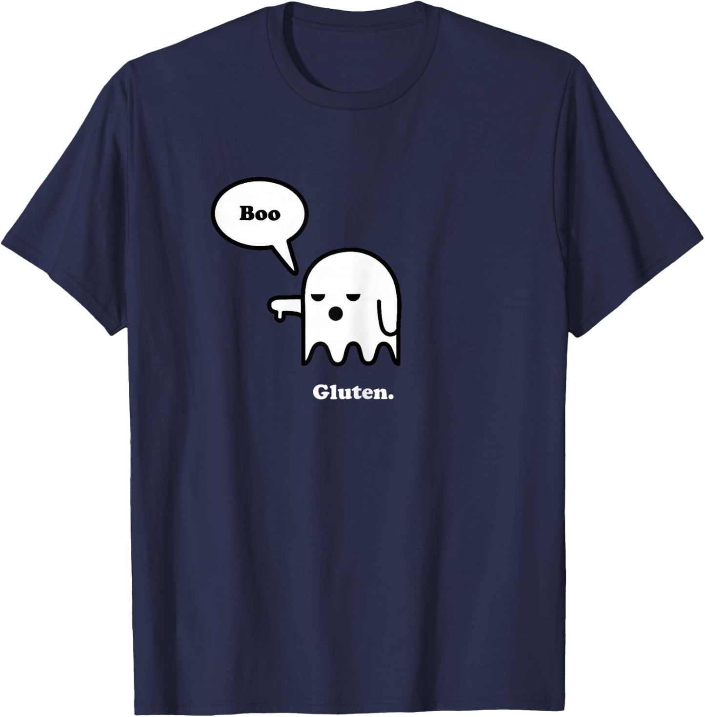 Funny Gluten Free Shirts, Halloween Ghost Boo, I Hate Gluten T-Shirt - T-Shirt | Navy