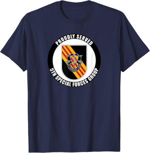 Proudly Served 5th Special Forces Group Army Veteran T-Shirt - T-Shirt | Navy