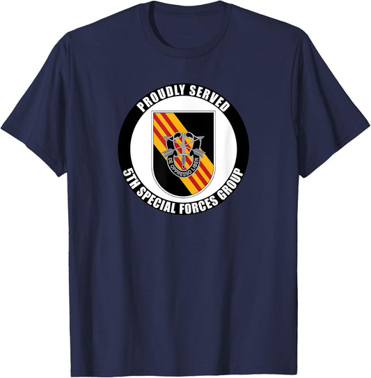 Proudly Served 5th Special Forces Group Army Veteran T-Shirt - T-Shirt | Navy