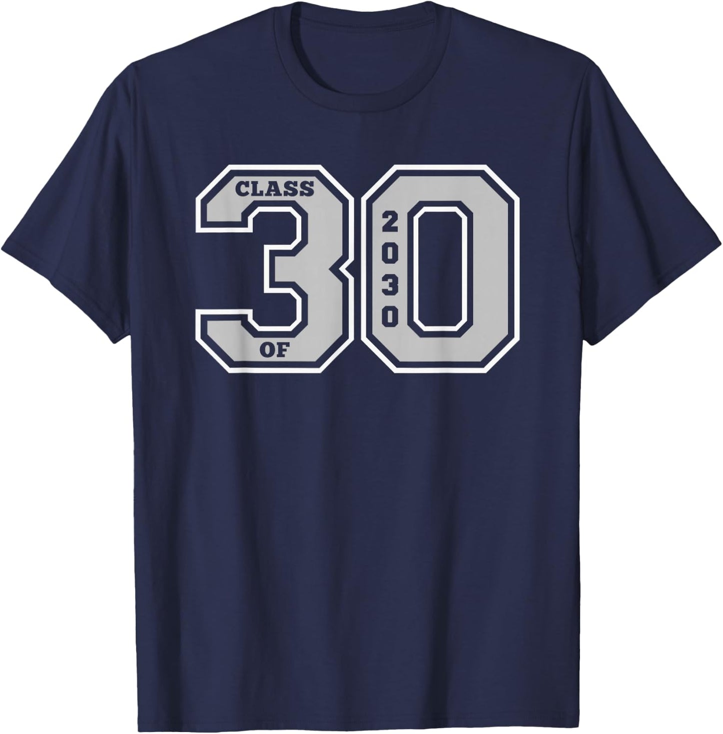 Class of 2030 - Jersey Style Class of 30 Graduate Gift T-Shirt - T-Shirt | Navy