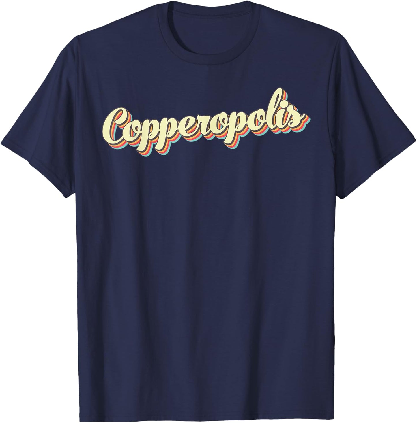 Copperopolis Retro Art Baseball Font Vintage T-Shirt - T-Shirt | Navy