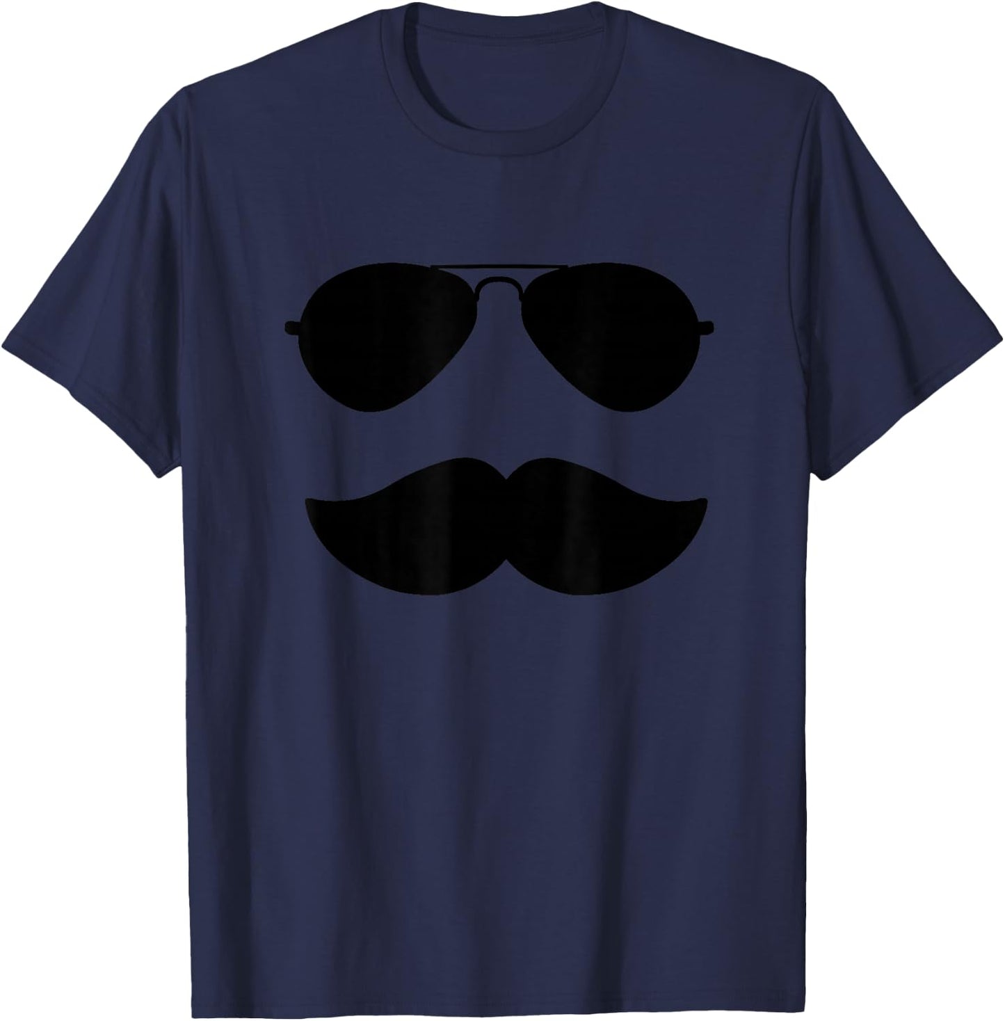 Aviator Sunglasses and Moustache T-Shirt - T-Shirt | Navy