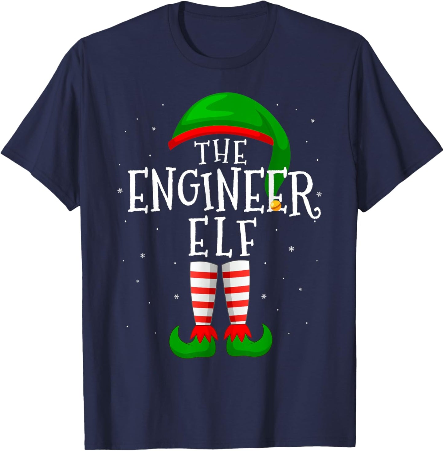The Engineer Elf Funny Matching Family Group Christmas Gift T-Shirt - T-Shirt | Navy