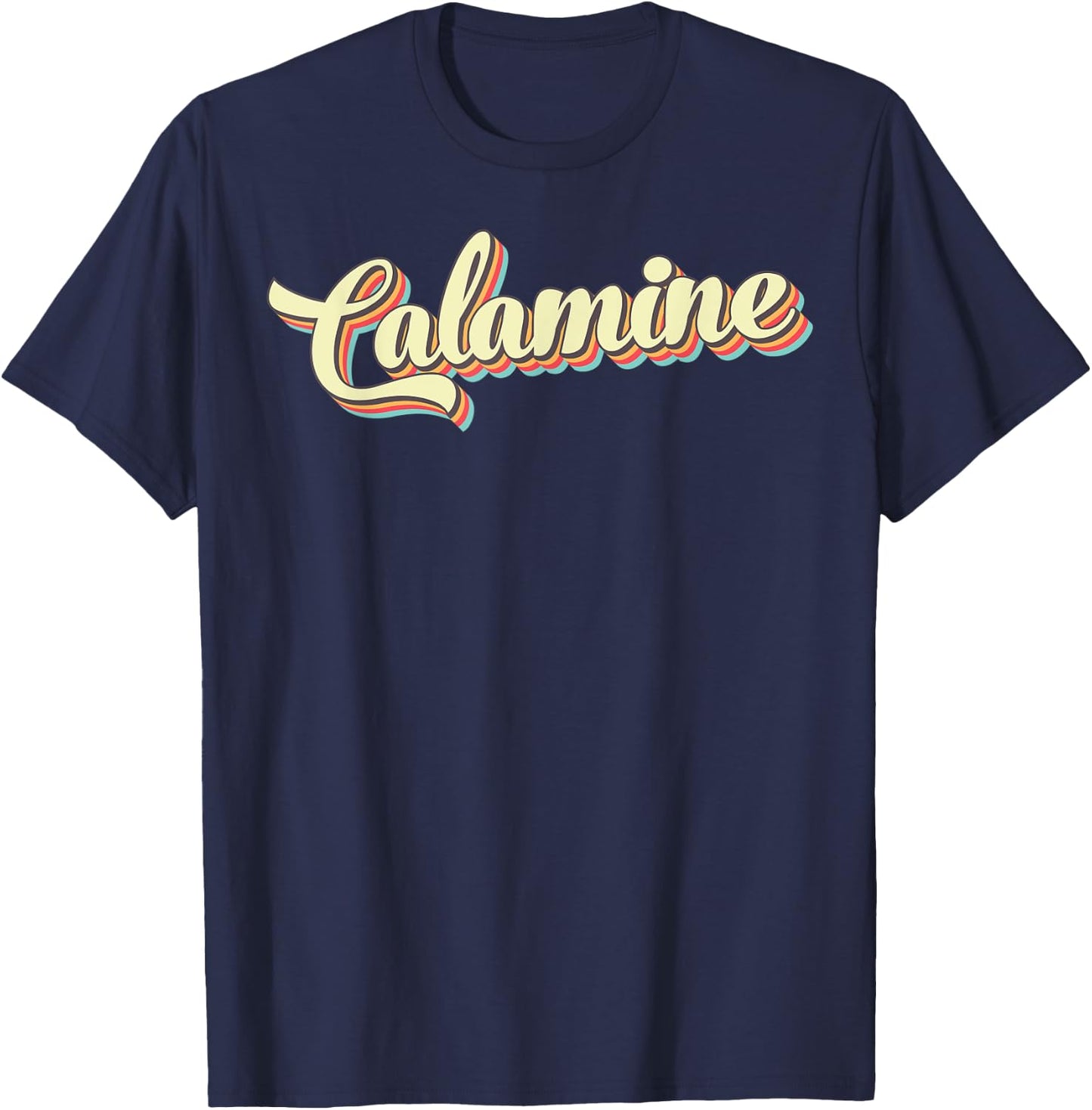 Calamine Retro Art Baseball Font Vintage T-Shirt - T-Shirt | Navy