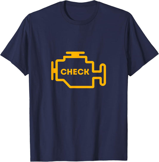Check Engine Light Funny Mental Health Awareness Car Engine T-Shirt - T-Shirt | Navy