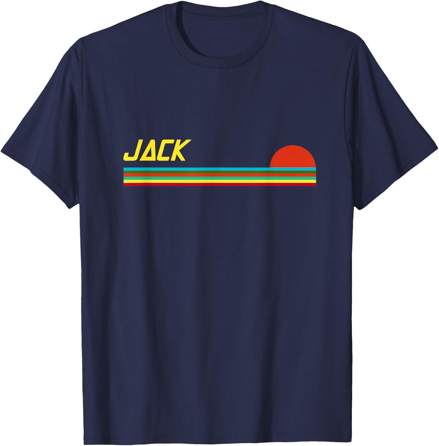 Jack First Name Logo Retro Sunset Surfer Style Jack T-Shirt - T-Shirt | Navy