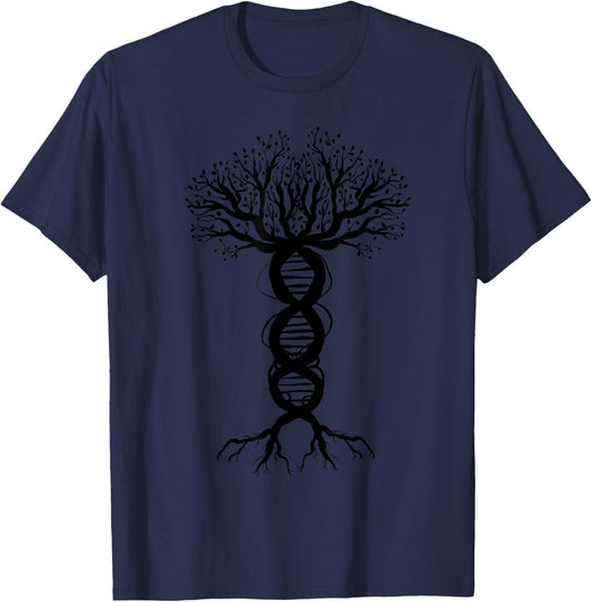 Cool DNA Tree | Funny Plant Genealogy Student Lover Gift T-Shirt - T-Shirt | Navy