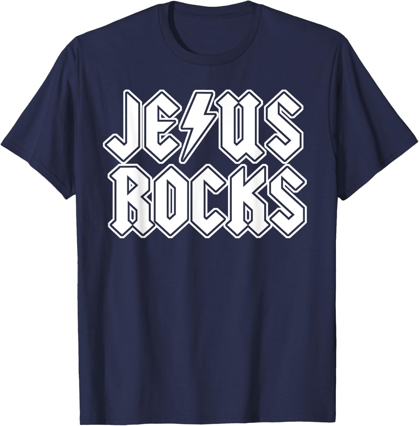 Jesus Rocks funny Christian Rocker Jesus Rocks T-Shirt - T-Shirt | Navy