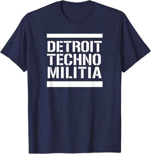 Detroit Techno Militia: Classic Size Logo T-Shirt - T-Shirt | Navy