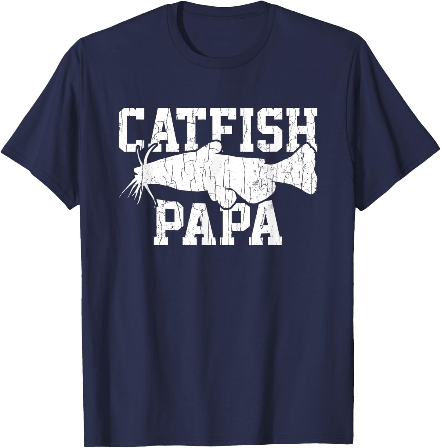 Catfish Papa Funny Fishing Lover Catfishing Graphic T-Shirt - T-Shirt | Navy