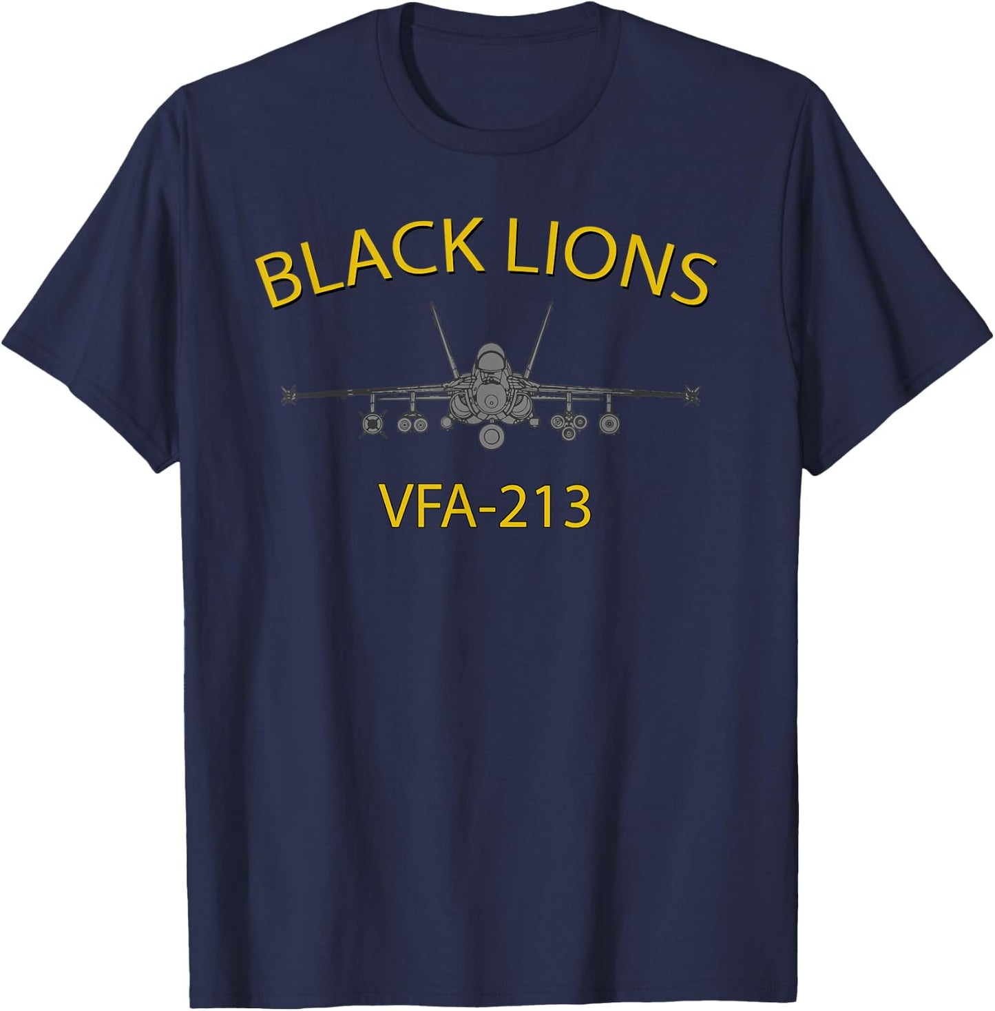 VFA-213 "Black Lions" Squadron F-18 Super Hornet T-Shirt - T-Shirt | Navy