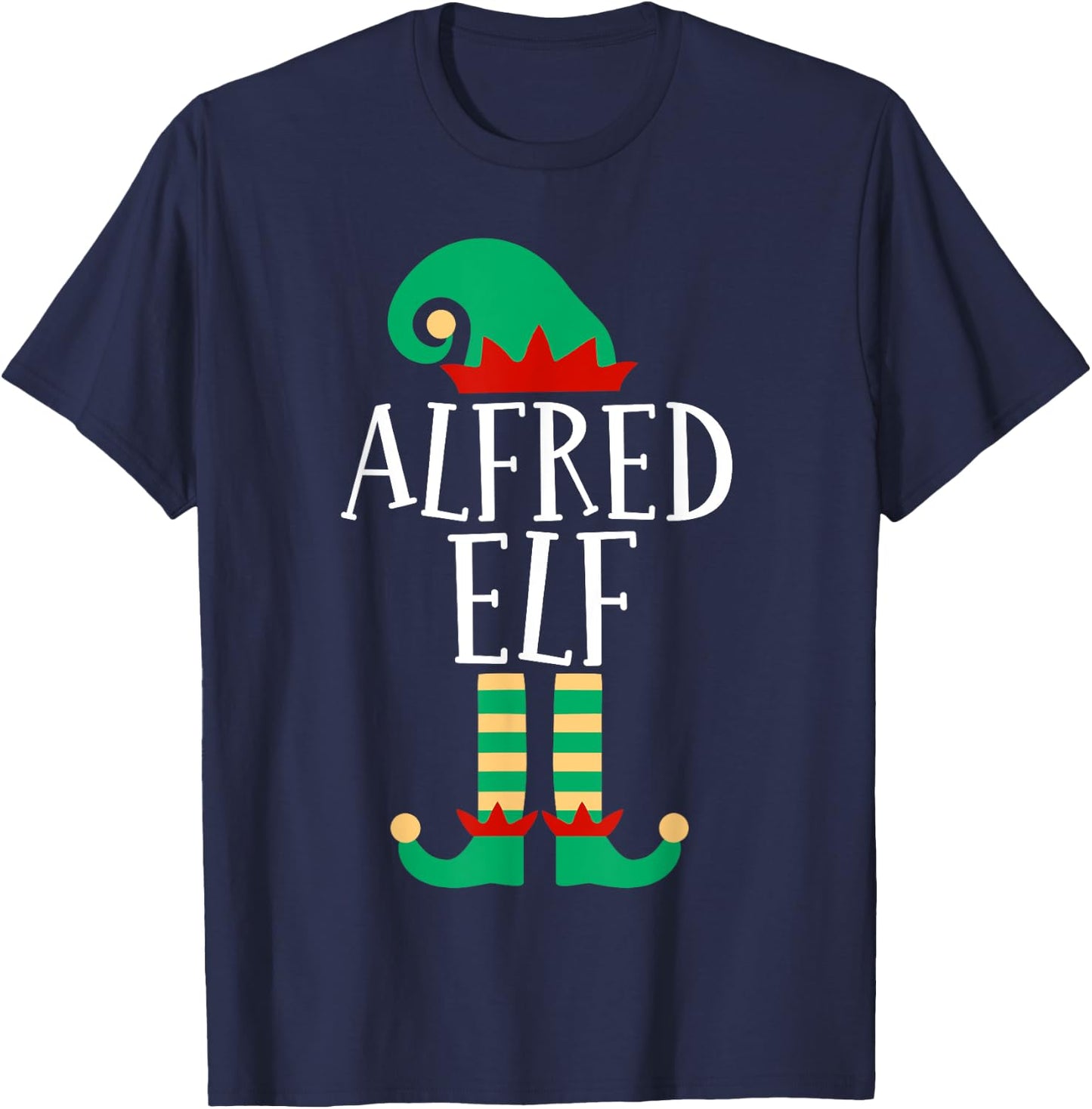 The Alfred Elf Funny Family Matching Christmas Pajamas T-Shirt - T-Shirt | Navy