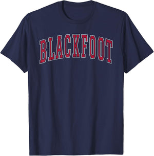 Blackfoot Idaho Souvenir College Style Red Text T-Shirt - T-Shirt | Navy