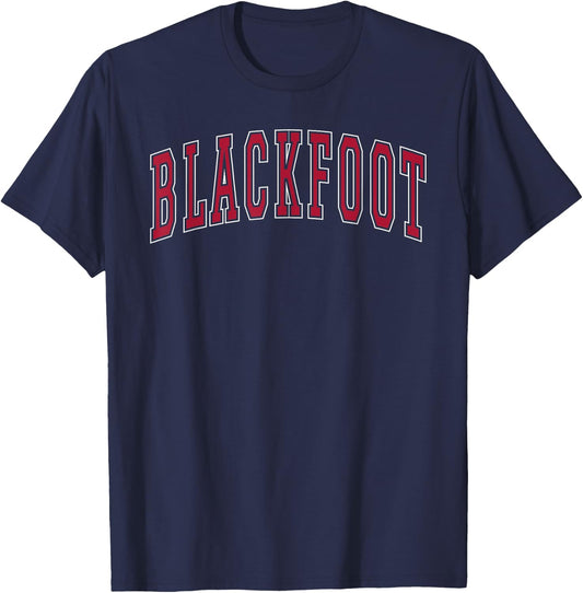 Blackfoot Idaho Souvenir College Style Red Text T-Shirt - T-Shirt | Navy