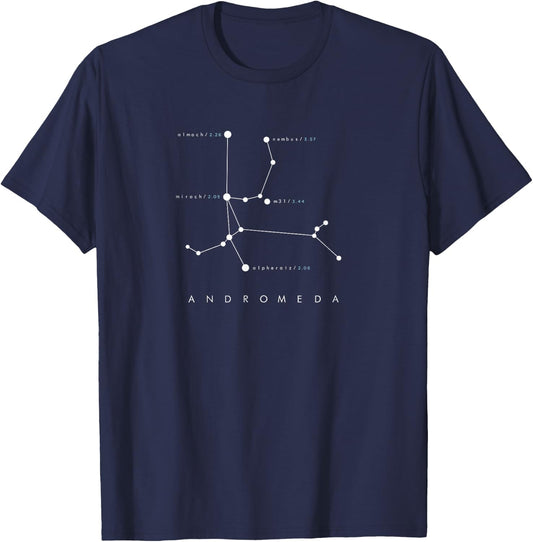 Andromeda Constellation Astronomy and Space Design T-Shirt - T-Shirt | Navy