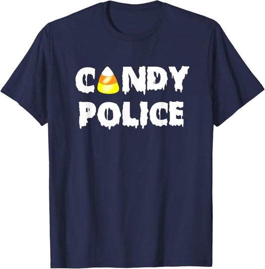 Candy Police Shirt Halloween Mom Dad Last Minute Costume T-Shirt - T-Shirt | Navy