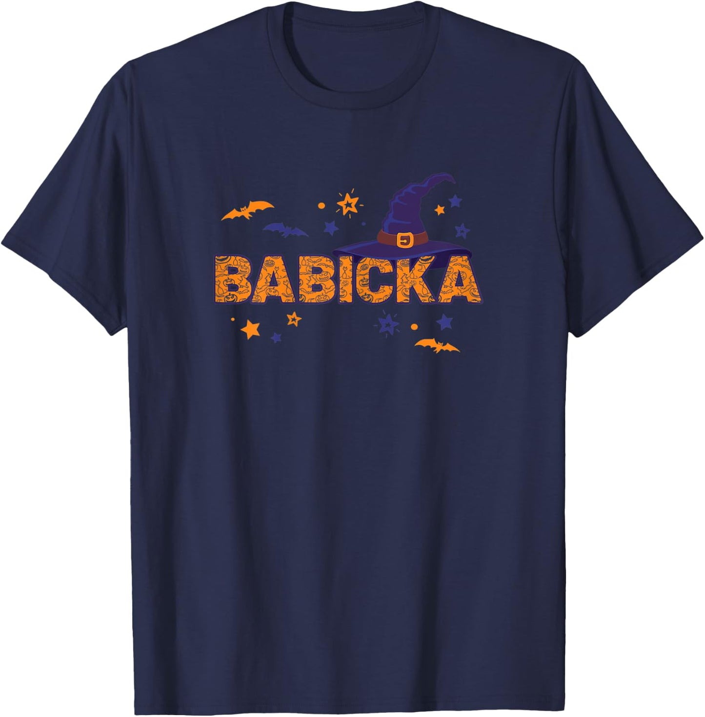Cool Babicka Witch Hat Czech Grandma Halloween Costume Funny T-Shirt - T-Shirt | Navy