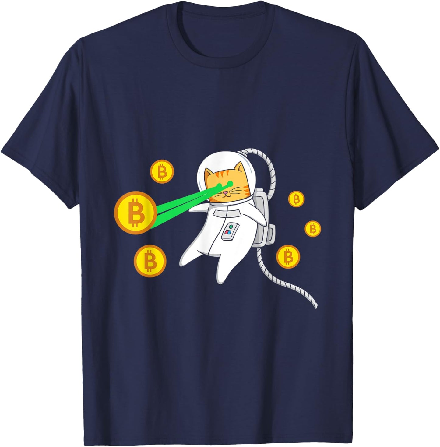Space Astronaut Cat Bitcoin Laser Eyes Cryptocurrency BTC Women T-Shirt - T-Shirt | Navy