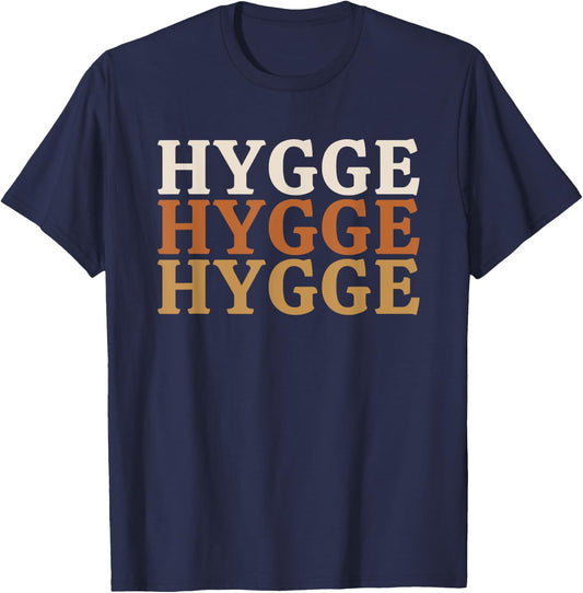 Boho Aesthetic Scandinavian Norwegian Comfy Cozy Hygge T-Shirt - T-Shirt | Navy