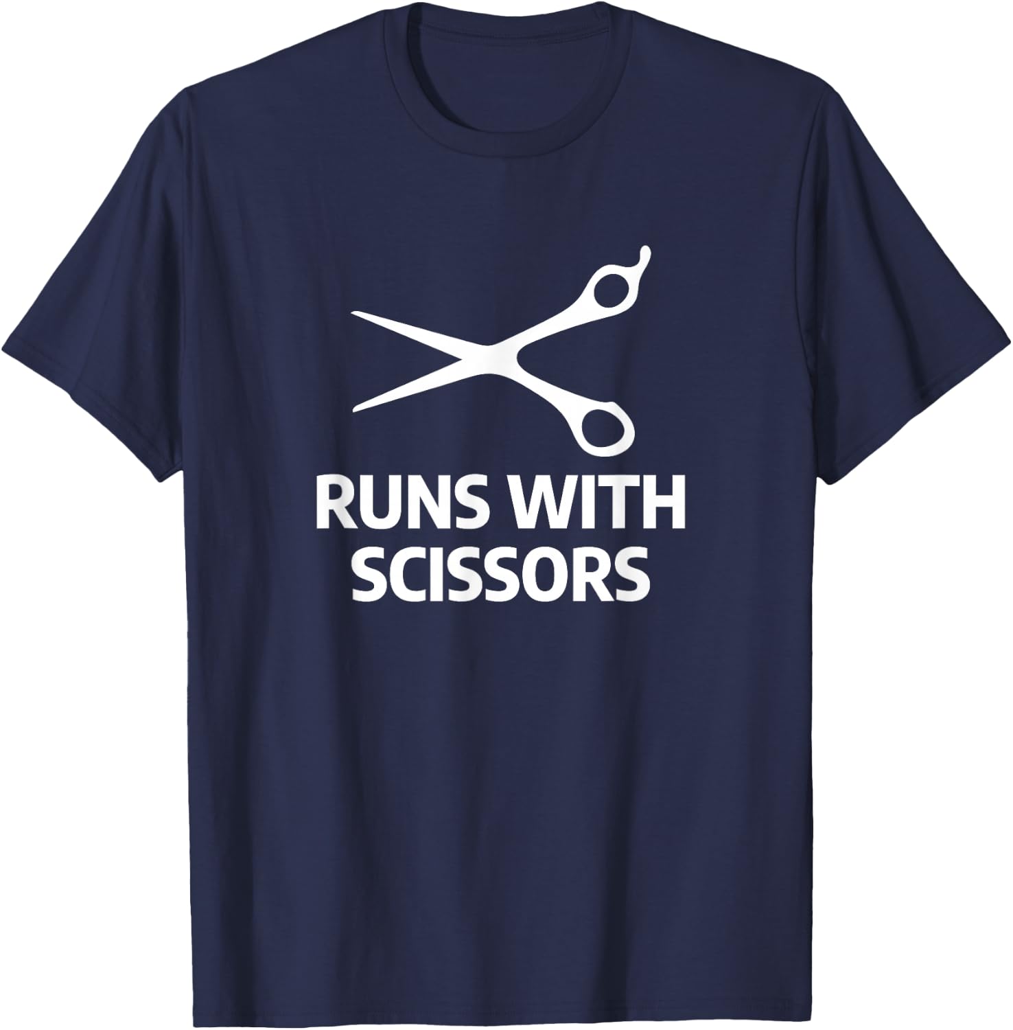 Runs With Scissors Funny Barber Trimmer Hairstylist Humor T-Shirt - T-Shirt | Navy