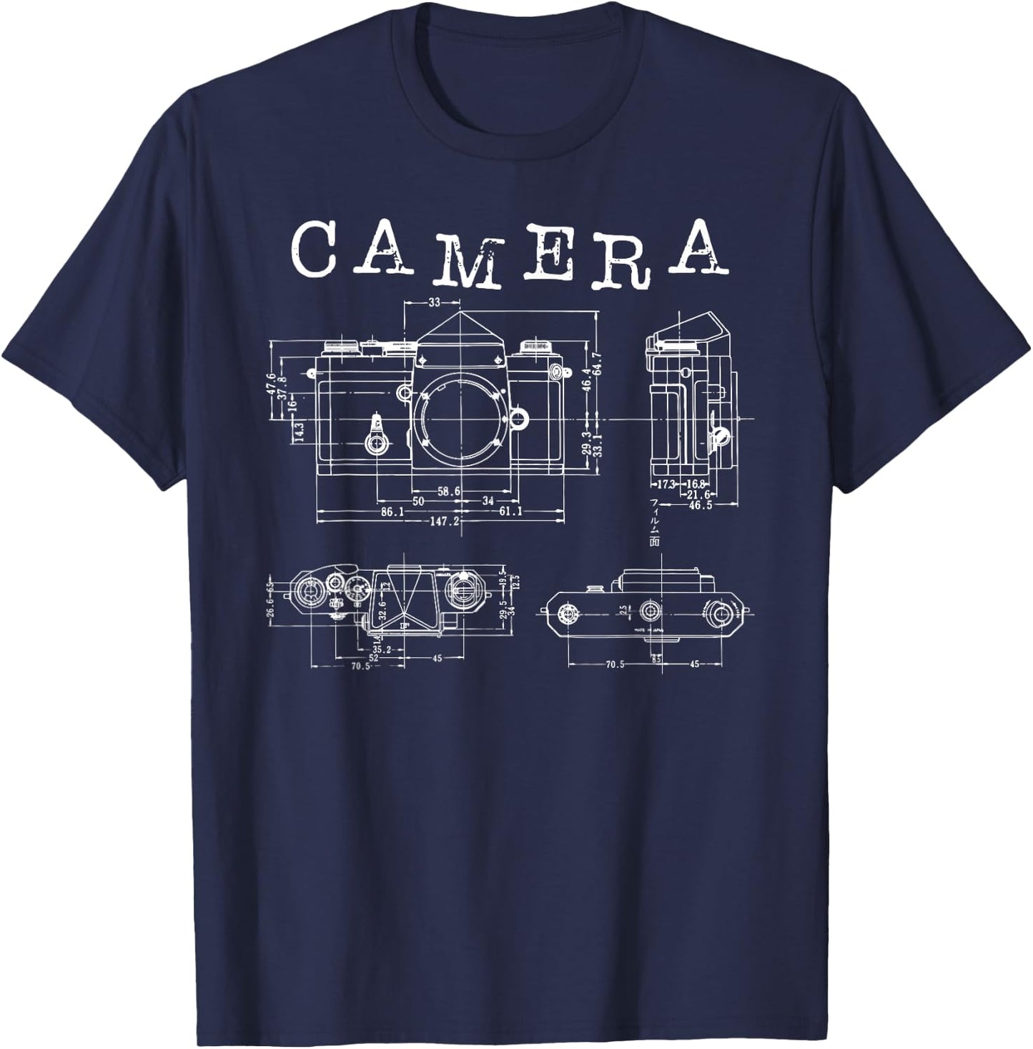 Cool Camera Vintage Patent Blueprint Photography Nerd T-Shirt - T-Shirt | Navy
