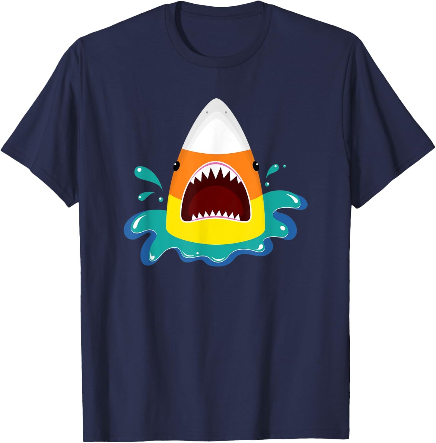 Halloween Candy Corn Shark T-Shirt - T-Shirt | Navy