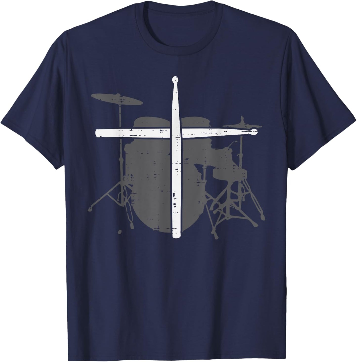 Drums Cross Drumstick Music Jesus Christian Band Men Women T-Shirt - T-Shirt | Navy