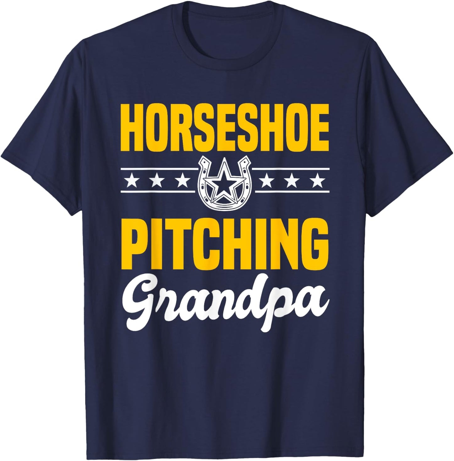 Horseshoe Pitching Grandpa Ferrier Horse Lover T-Shirt - T-Shirt | Navy