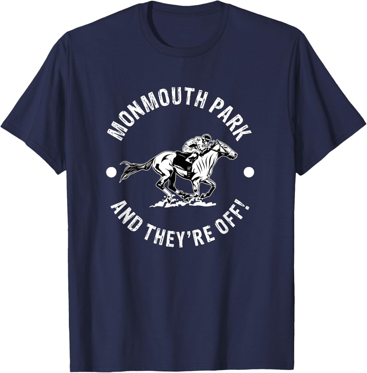 Monmouth Park Racetrack Horse Racing Fan Equestrian NJ Derby T-Shirt - T-Shirt | Navy