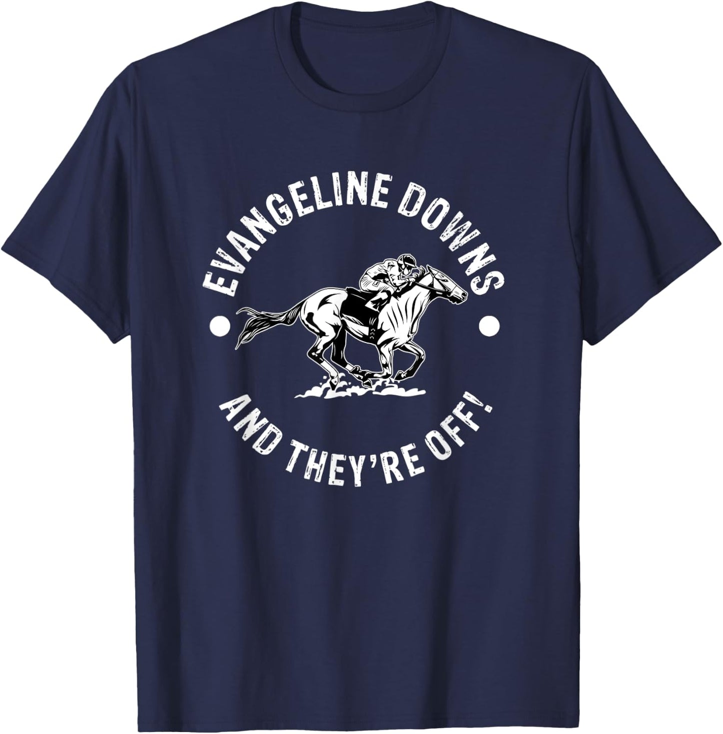 Evangeline Downs Racetrack Horse Racing Equestrian LA Derby T-Shirt - T-Shirt | Navy