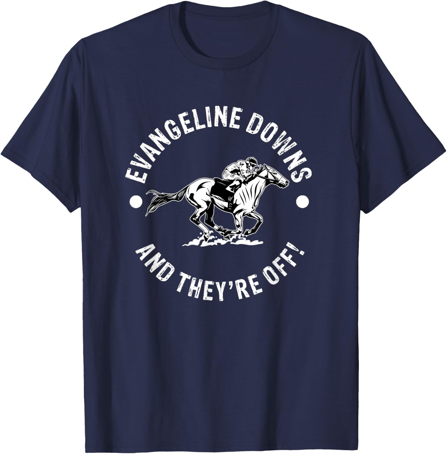 Evangeline Downs Racetrack Horse Racing Equestrian LA Derby T-Shirt - T-Shirt | Navy