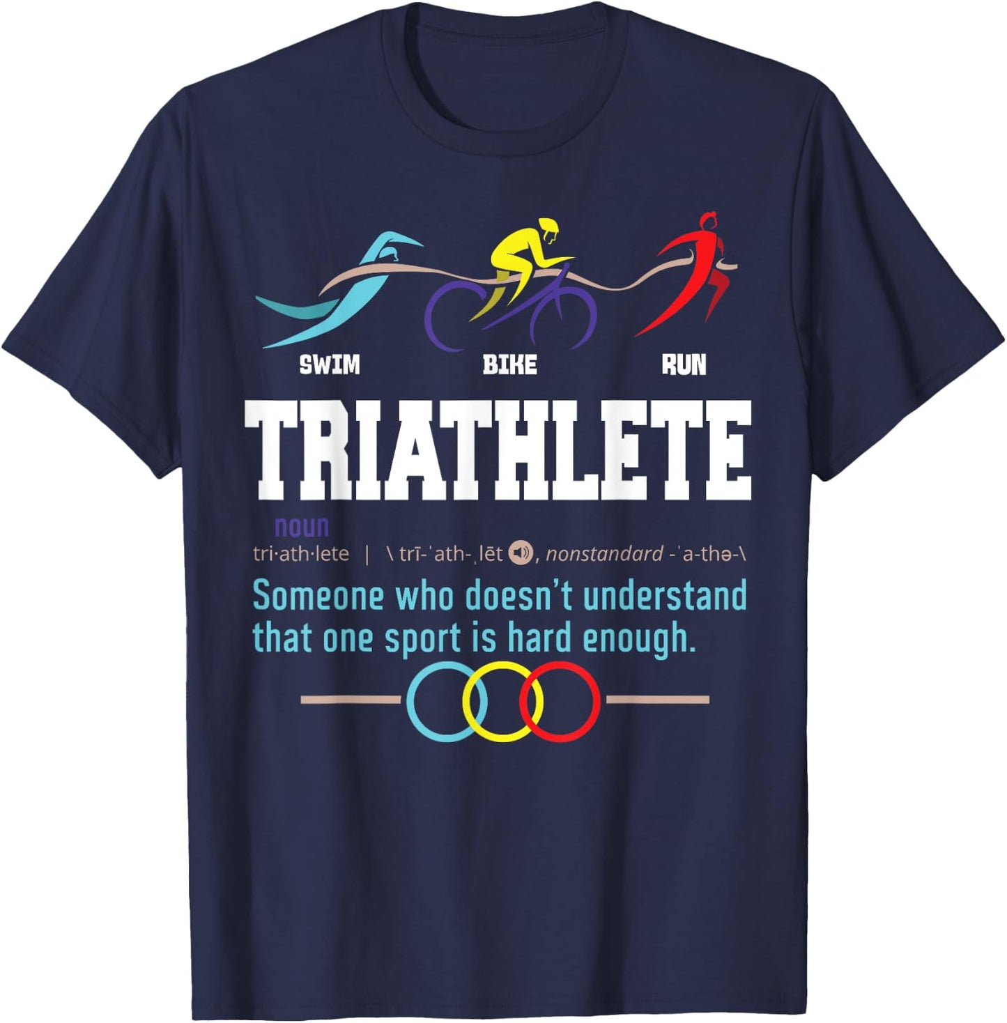 Humorous Triathlon Gift Sports Cycling Running T-Shirt - T-Shirt | Navy