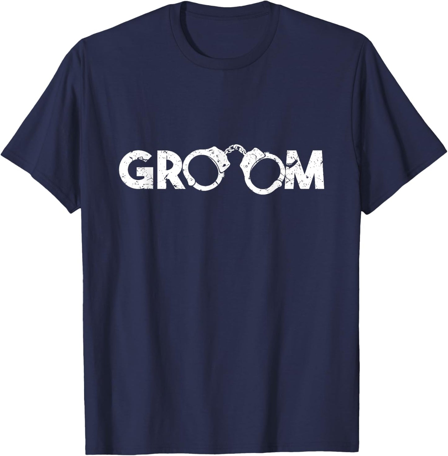 Funny Groom Handcuffs Wedding T-Shirt - T-Shirt | Navy
